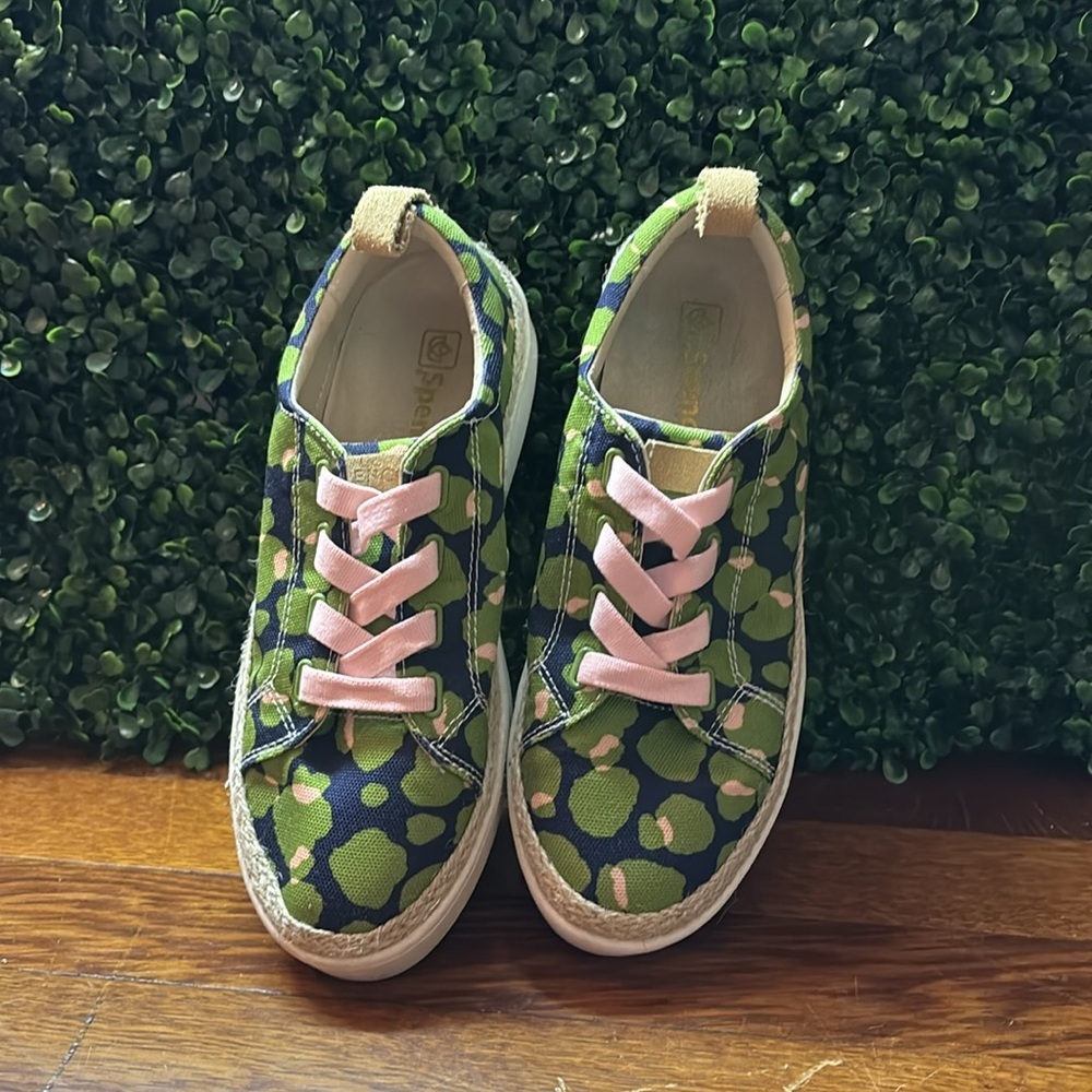 Spenco Green/Black/Pink Canvas Slip-On Comfort Sneaker Shoes Women's US 7.5 - Picture 2 of 7